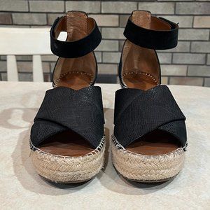 EUC Franco Sarto Black Espadrille Wedge Sandals